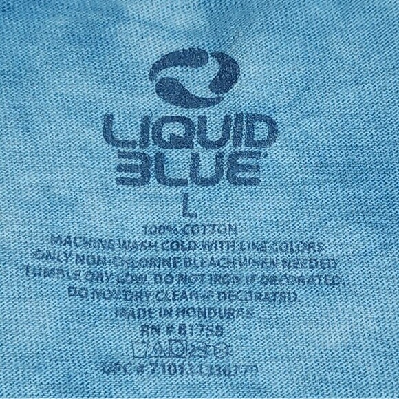 Vintage Liquid Blue Moonlit White Tiger on Blue Tie-Dyed Short Sleeve Tee Size L - Picture 8 of 8